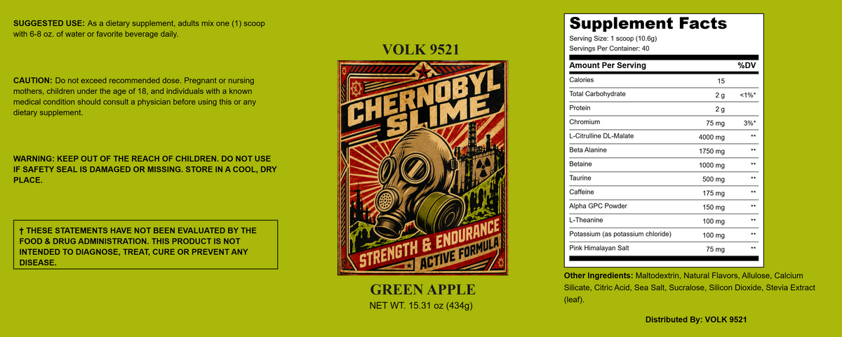 CHERNOBYL SLIME PRE-WORKOUT (GREEN APPLE)